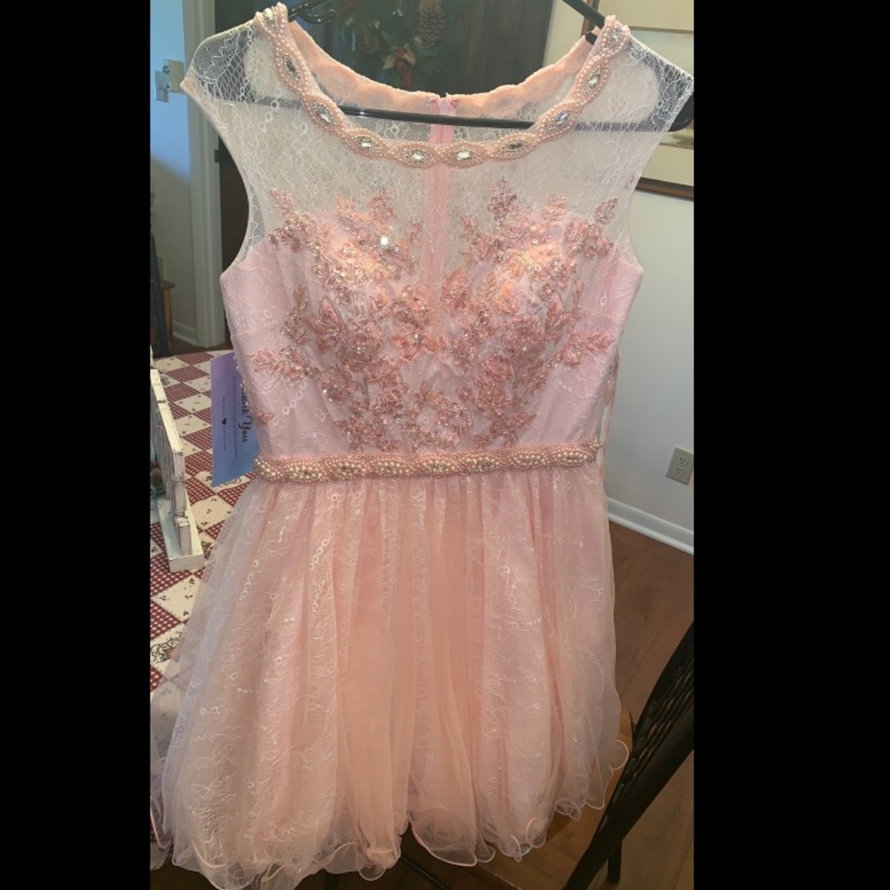 Baby pink short homecoming dress